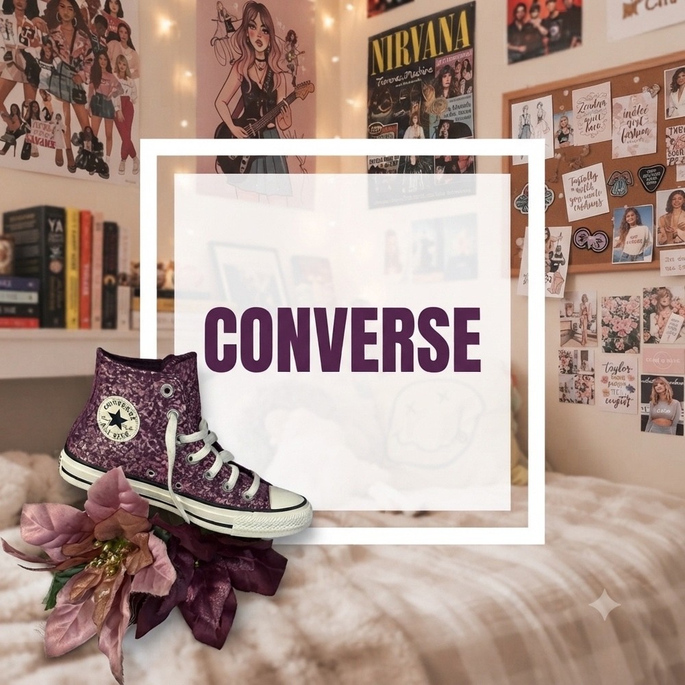 Converse Chuck Taylor NEW All Star High Top Purple Glitter Sneakers Womens Sz 6